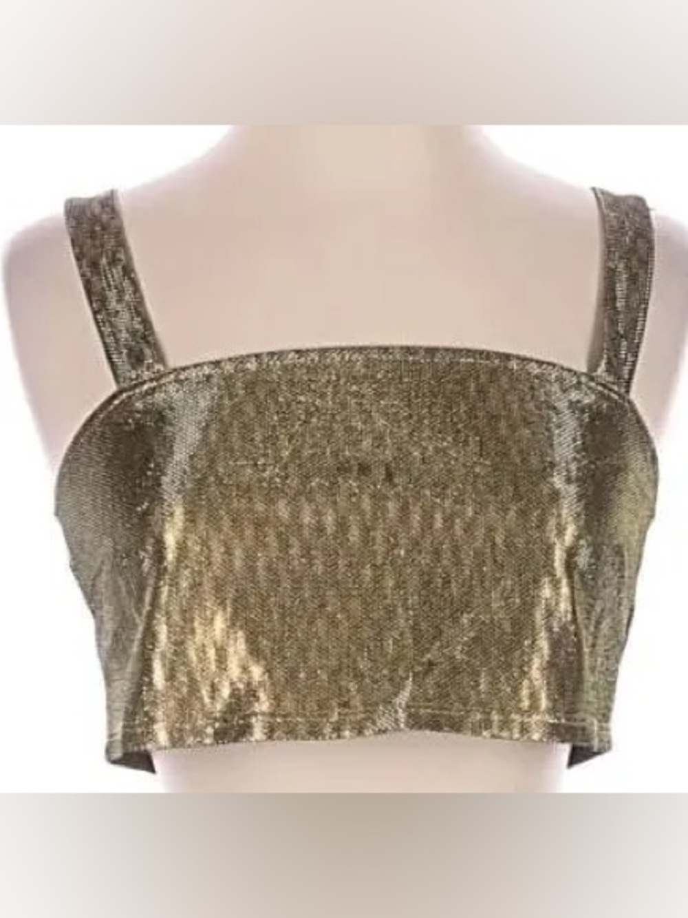 NWT New Sincerely Jules Gold Metallic Foil Crop Tank Top Small S Sexy